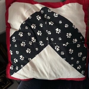 Paw Print Decorative Pillow - Red and Black